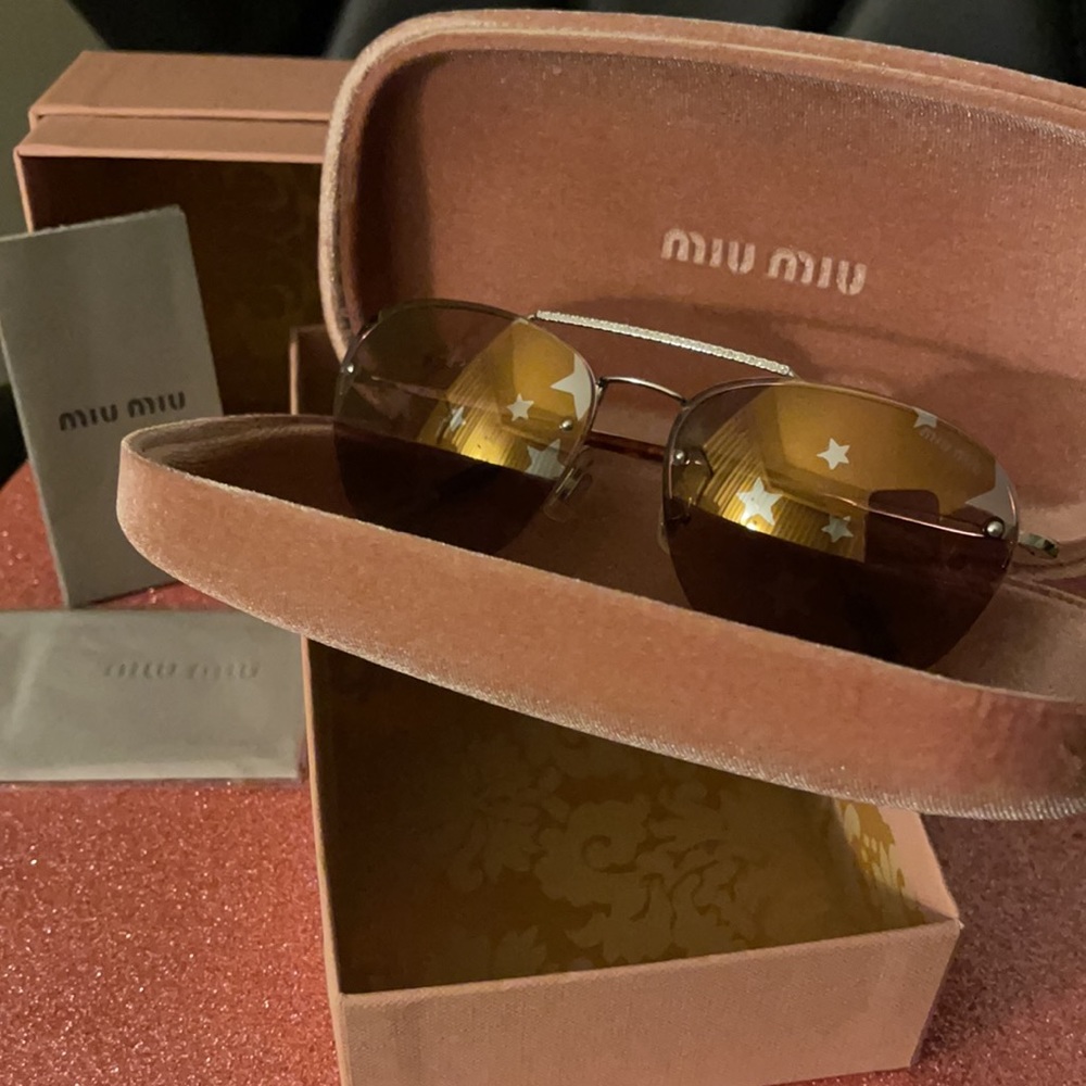 Miu Miu Rose Gold Star Lens Aviators
